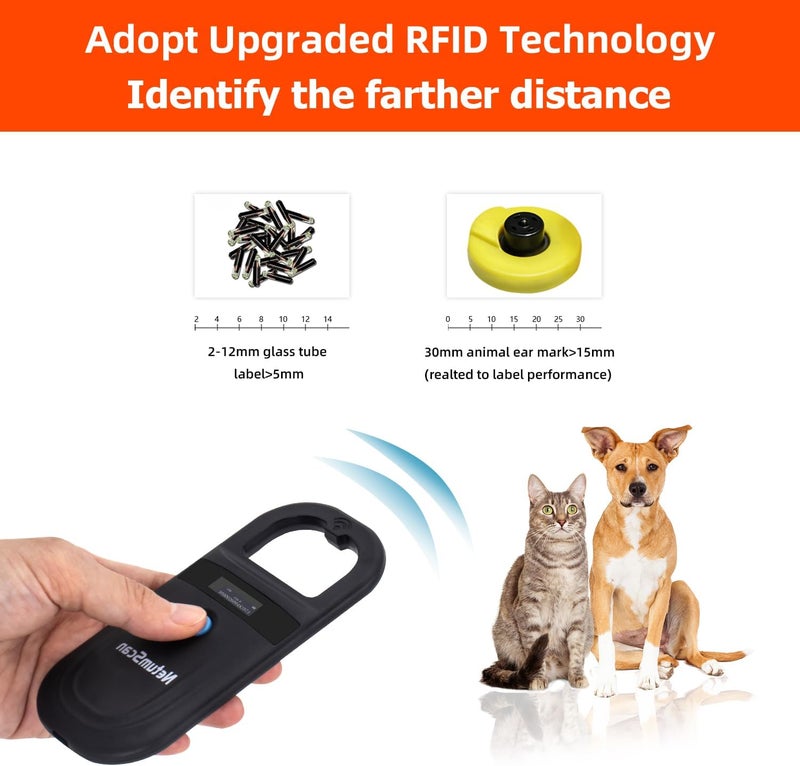 NetumScan Upgraded Pet Microchip Reader Scanner, 256 Data Storage Animal Tag Scanner Rechargeable Handheld Pet Chip ID Scanner with Stable OLED Display for ISO 11784/11785,FDX-B and ID64 RFID EMID - Image 2